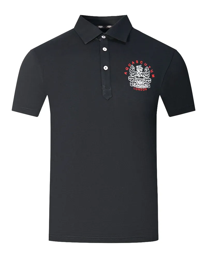Aquascutum Aldis London Logo Schwarzes Poloshirt Schwarz