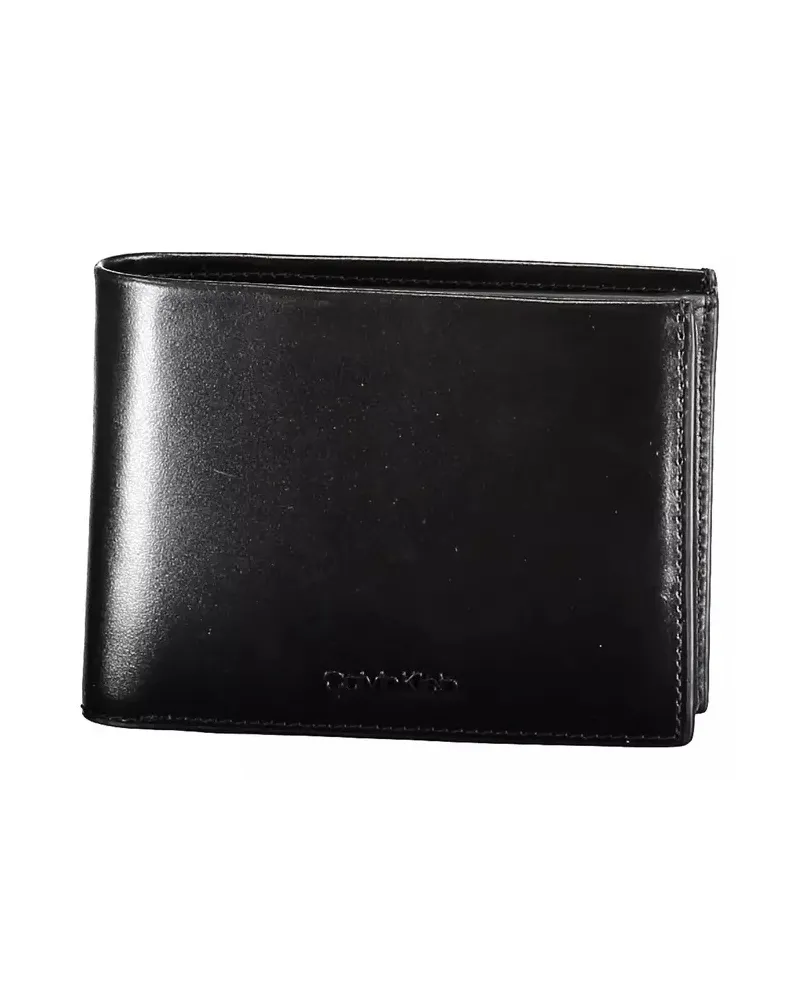 Calvin Klein Leder Zwei-Falt Geldbörse Schwarz