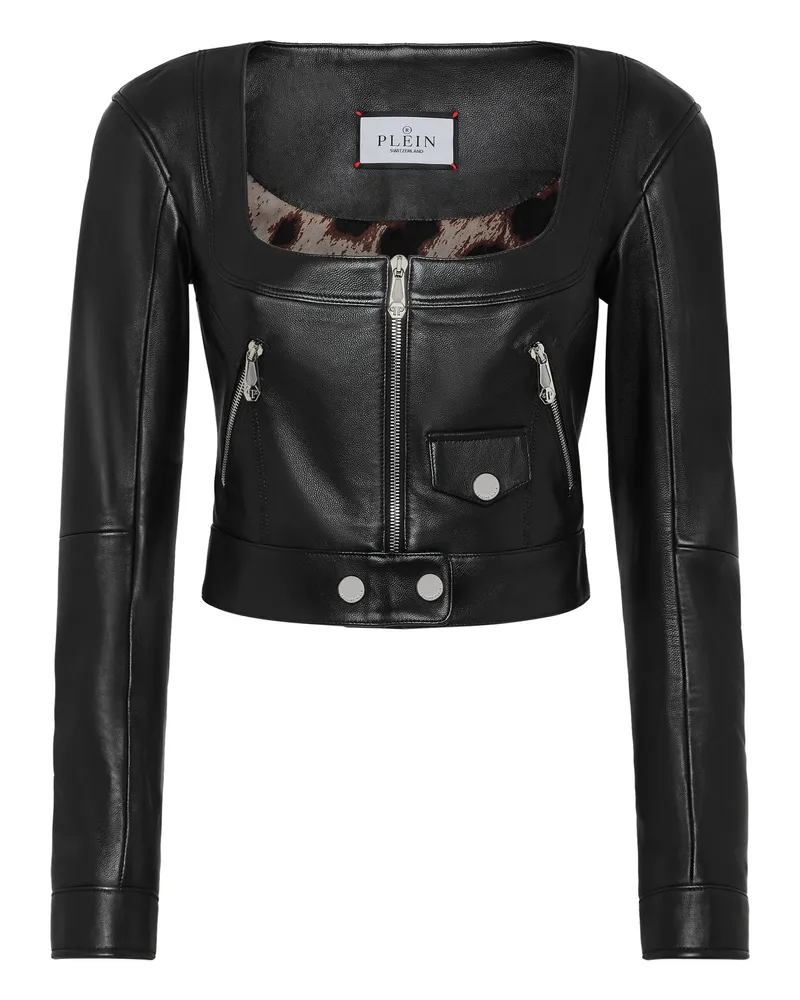 Philipp Plein Lederjacke Schwarz