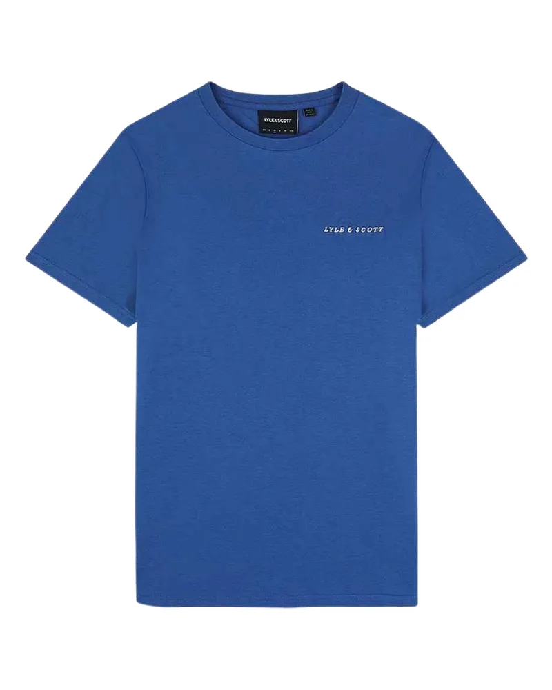 Lyle & Scott Fruhlingsblaues T-Shirt mit gesticktem Logo von Blau
