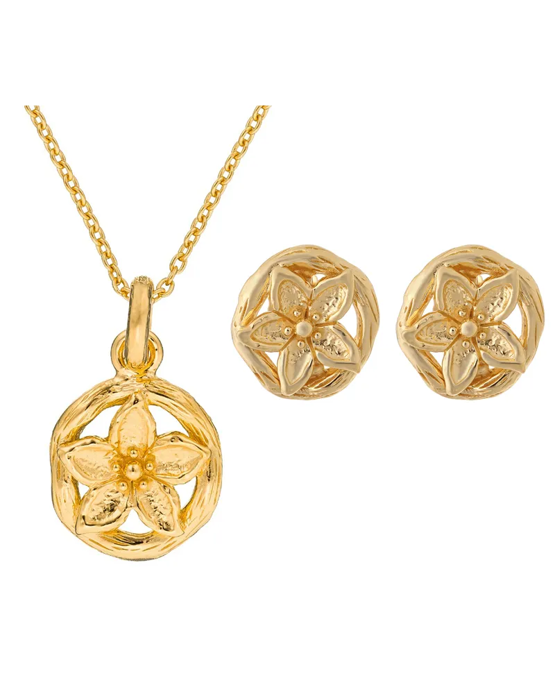 Orphelia Damen 925 Sterling Silber Set: Kettenanhänger + Ohrringe - Gold SET-6029/1 Gold