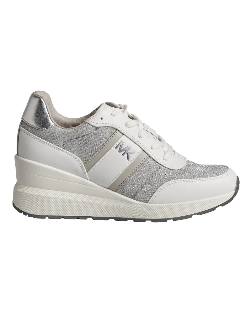 Michael Kors Mabel Damen-Sneakers aus Leder und Mesh mit glänzender Kette 43S4MBFSBD Weiß