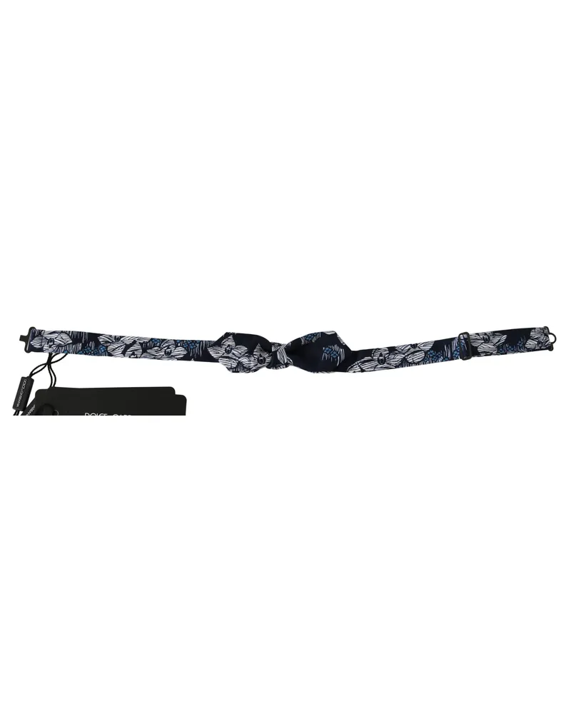 Dolce & Gabbana Marineblau Floral Schlank Verstellbar Hals Papillon Männer Fliege Mehrfarbig