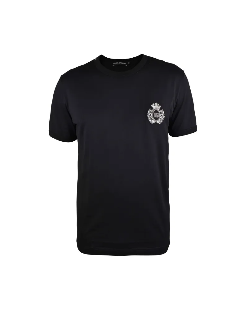 Dolce & Gabbana Dolce&Gabbana T-Shirt mit Wappen-Aufnäher Schwarz Schwarz