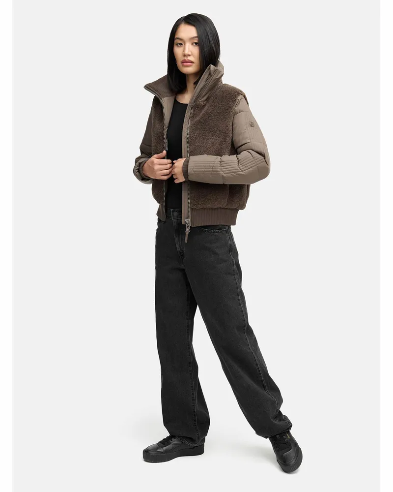 NAVAHOO Damen Winterjacke TEDDYZONE – trendig, warm & stylisch Braun