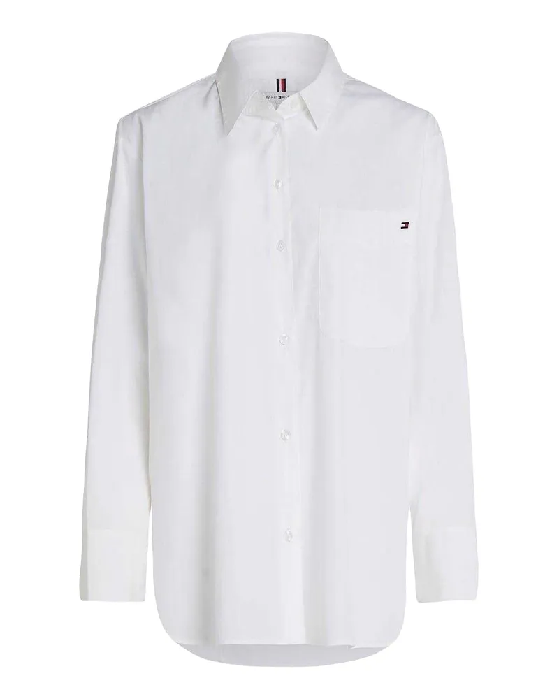 Tommy Hilfiger Hemd für Damen, leger, Langärmlig (Aufgehelltes Weiß Weiß