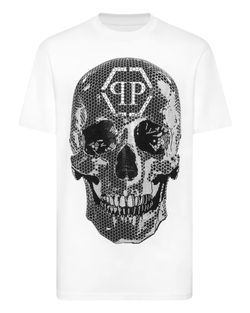 Philipp Plein T-Shirt Rundhalsausschnitt Ss Skull Creme
