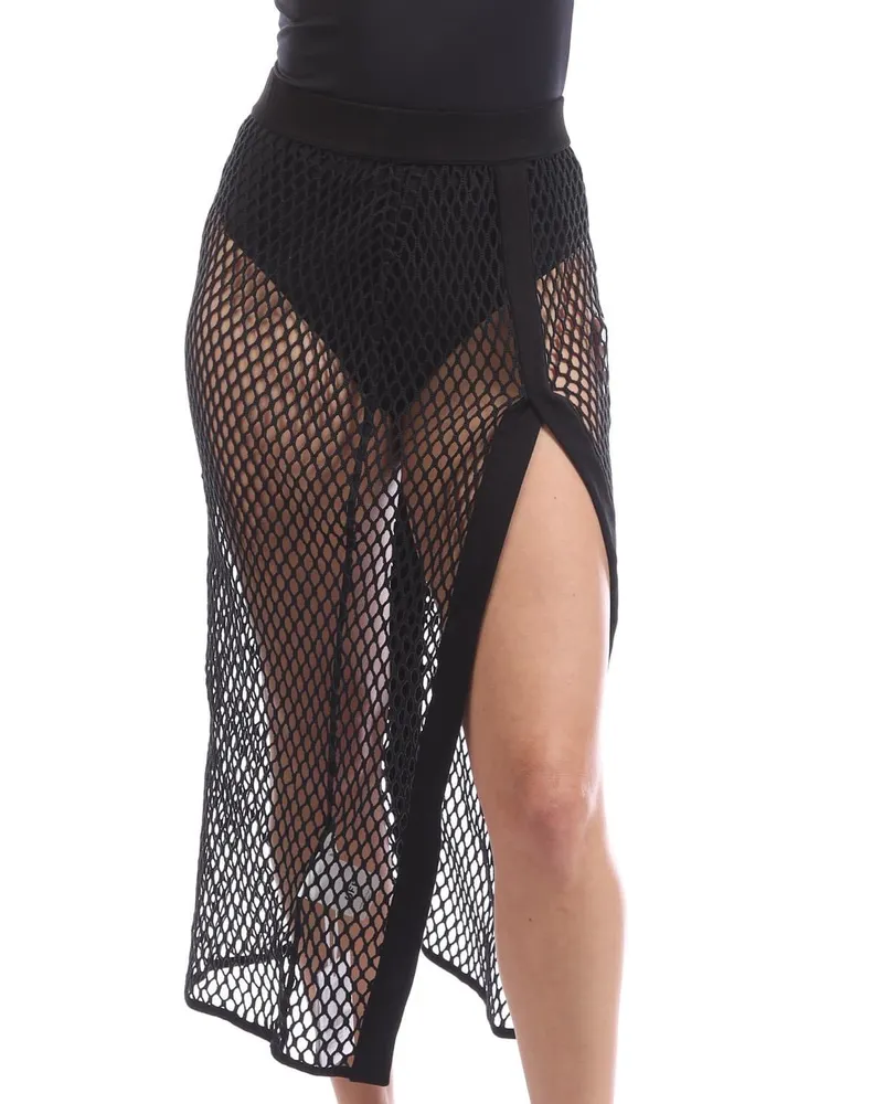 OFF-WHITE Off White - Langer Rock für Damen, Netzmaterial (Schwarz Schwarz