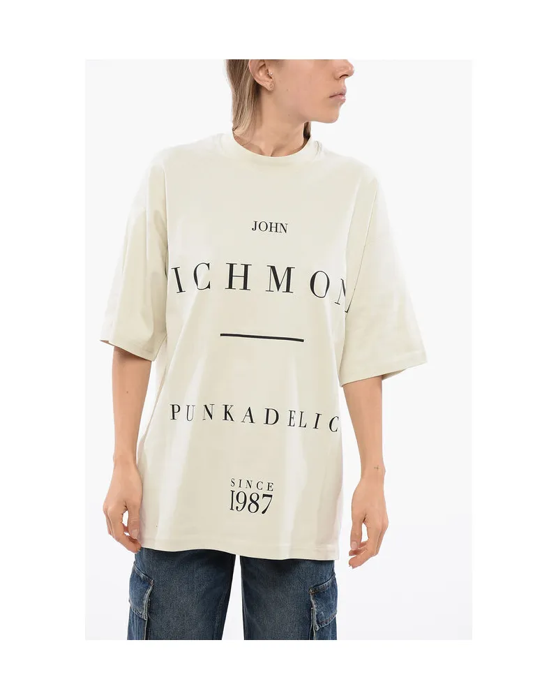 John Richmond PELAC Oversize T-Shirt mit Kontrastprint in Beige Beige