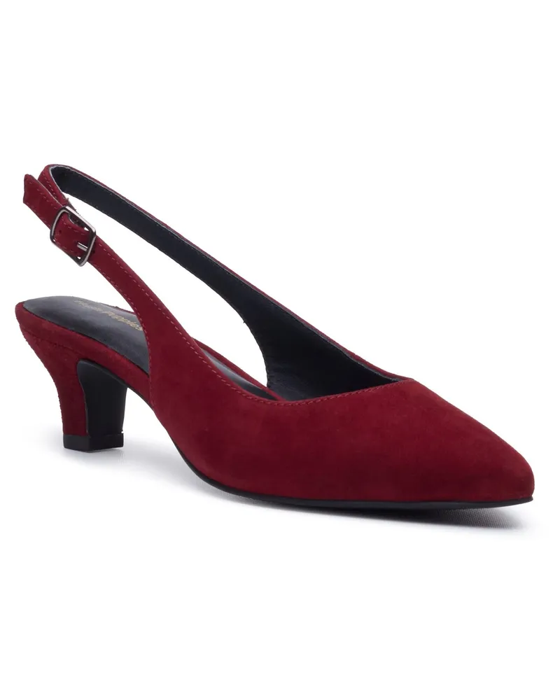 Hush Puppies Nahla Schnalle Kitten Heel Damen Bordeaux Spitz Slingback Schuhe Weinrot