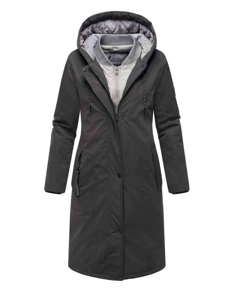 Marikoo Damen‑Winterjacke Ledalaa mit Kapuze - Schwarz Schwarz