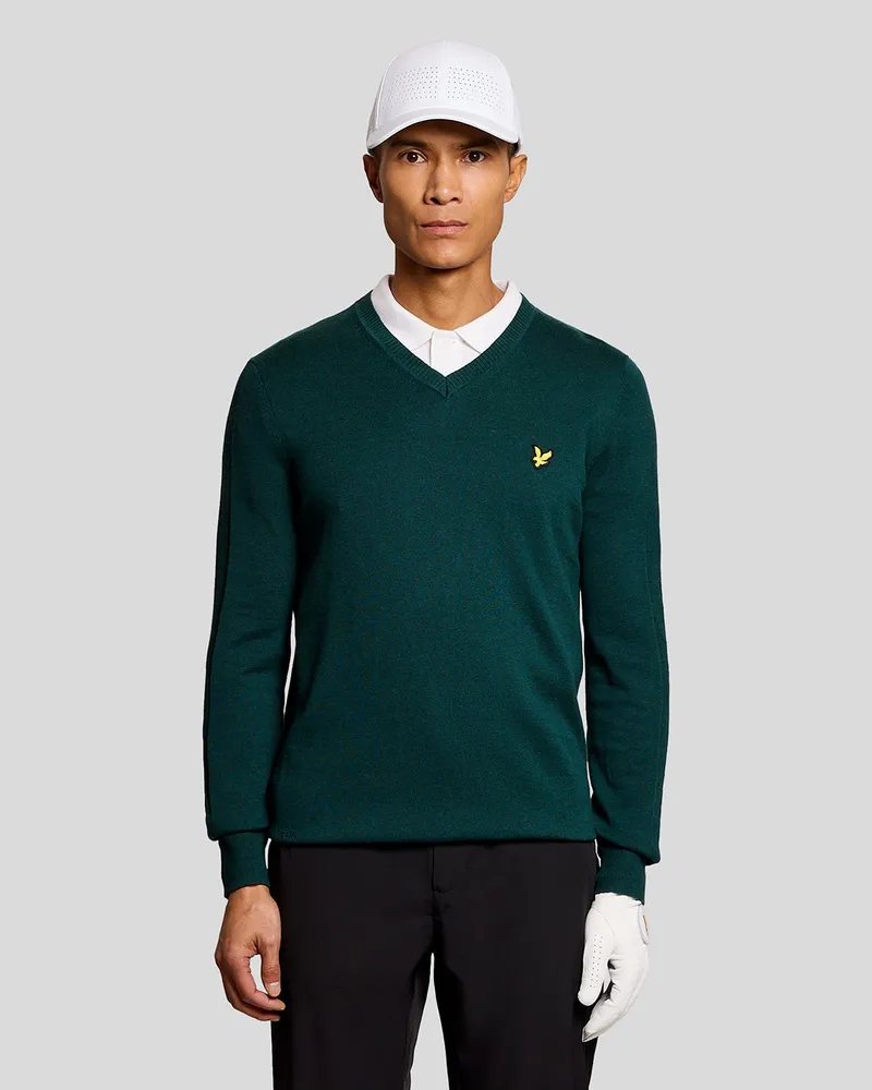 Lyle & Scott Baumwollmischung V-Ausschnitt Pullover Grün