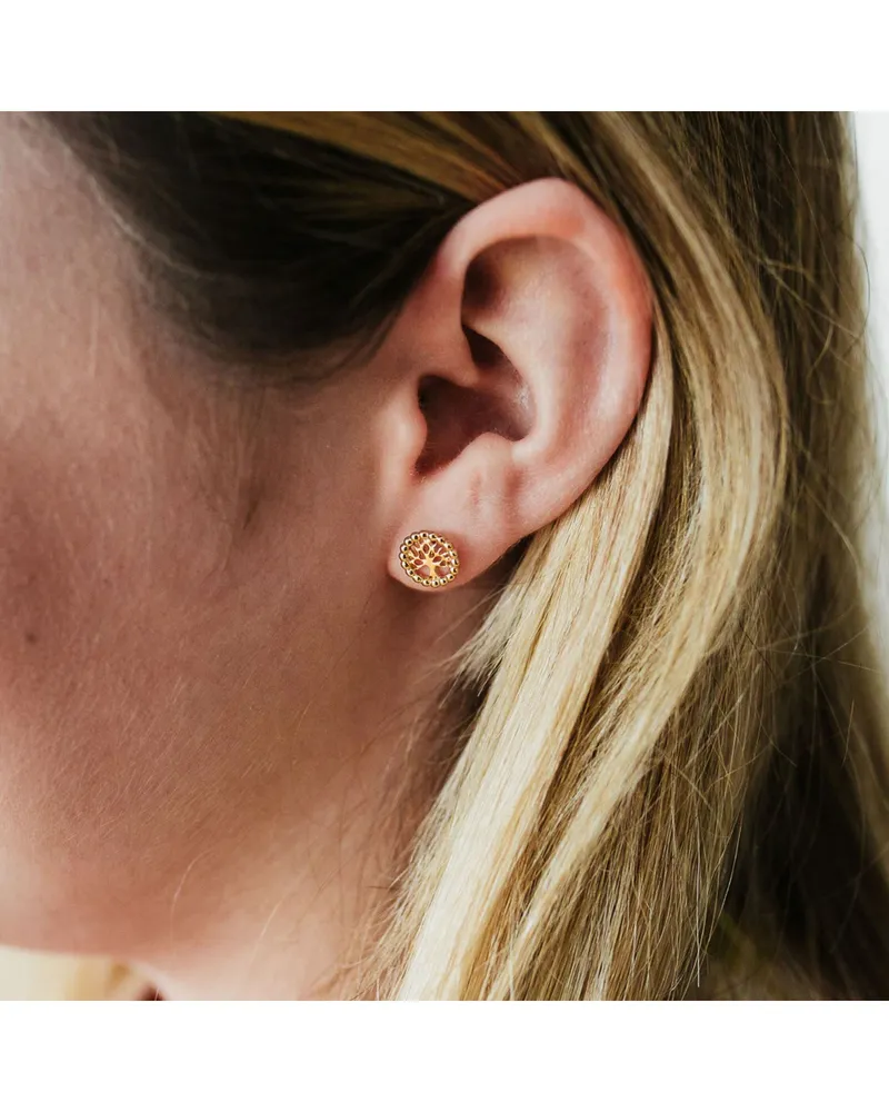 Julie Julsen Ohrstecker 925/- Sterling Silber vergoldet Lebensbaum Gold