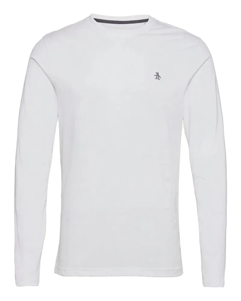 Original Penguin T-Shirt für Herren, Baumwolle, Langärmlig (Leuchtend Weiß Weiß
