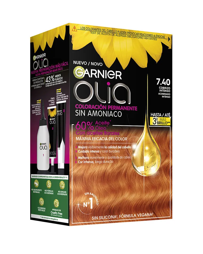 Garnier Olia Coloración Permanente #7,40-cobrizo Intenso 4 pz 