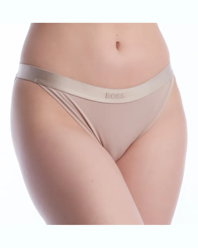 HUGO BOSS Damen Elastische Baumwollslips mit Logo 50520399 Beige