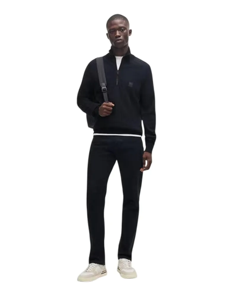 HUGO BOSS Kanobix" Pullover für Herren, mit kurzem Reißverschluss (Dunkelblau Blau
