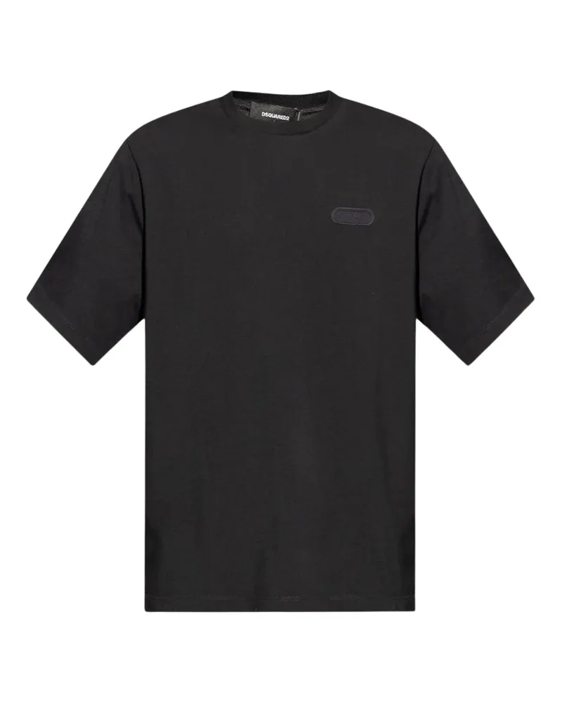 Dsquared2 Loose Fit Monotone Logo Schwarzes T-shirt Schwarz