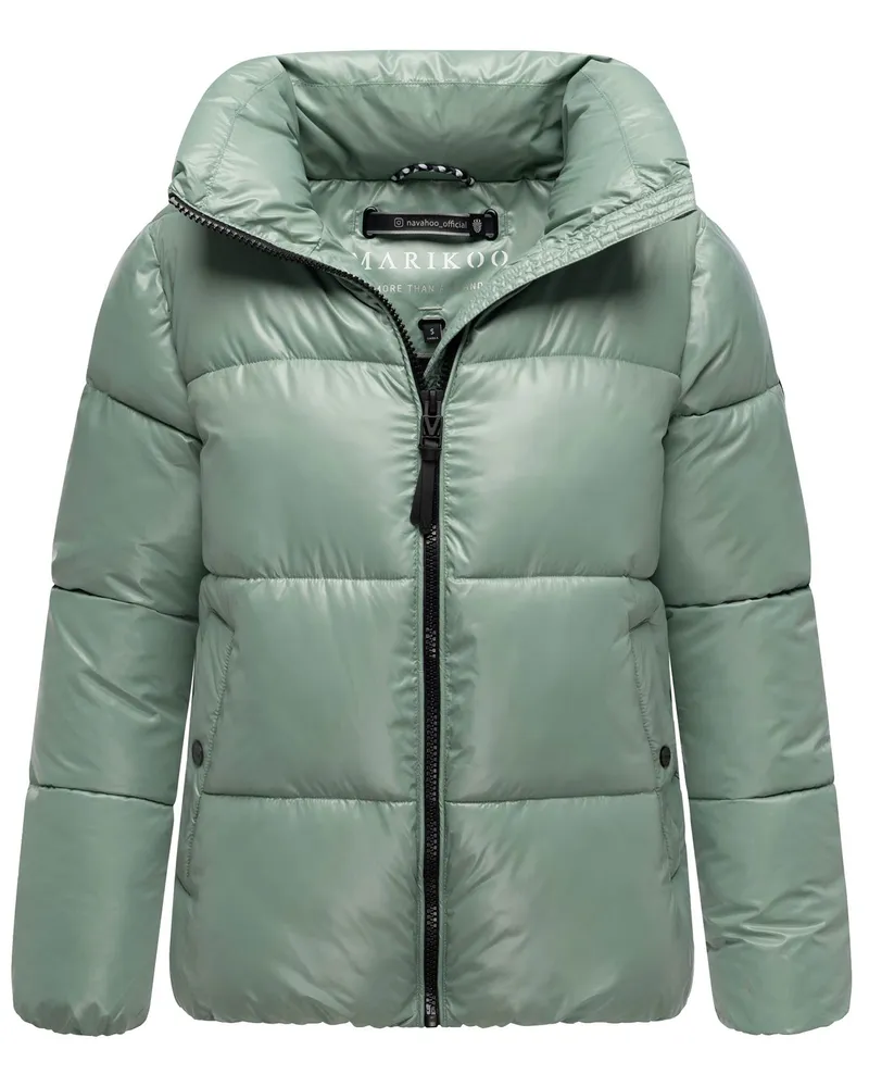 Marikoo Damen Winterjacke Hazalee im Puffer-Stil mit glänzender Optik Grün
