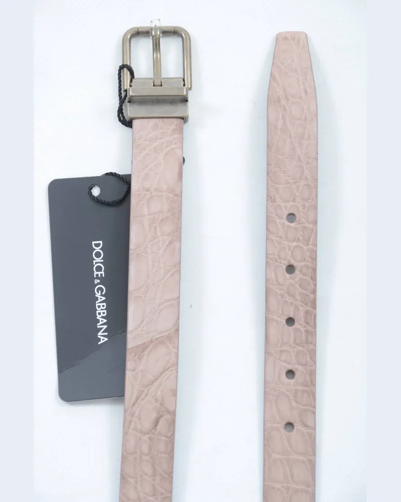 Dolce & Gabbana Ceinture en cuir à boucle dorée en peau exotique beige pour homme Beige