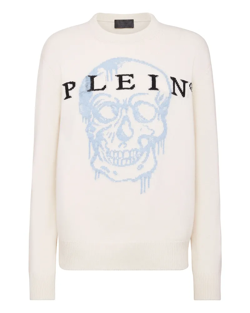 Philipp Plein Rundhalspullover Skull Creme