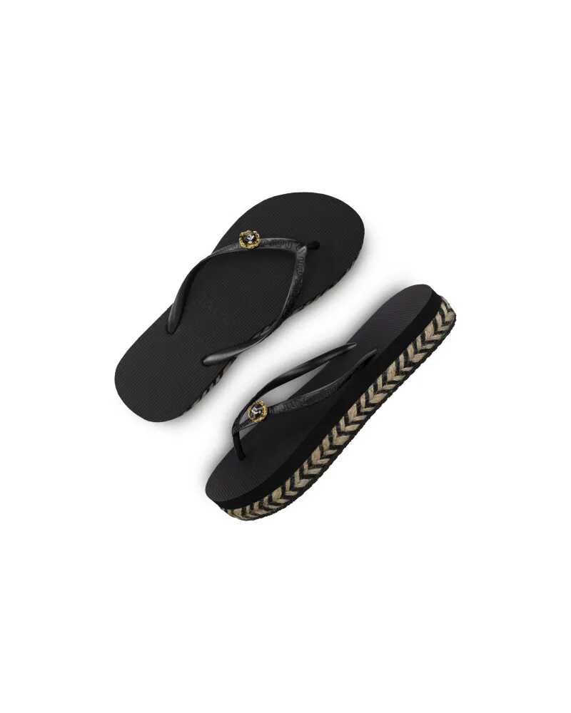 uzurii Raffia Switch Flip Flop schwarz Schwarz