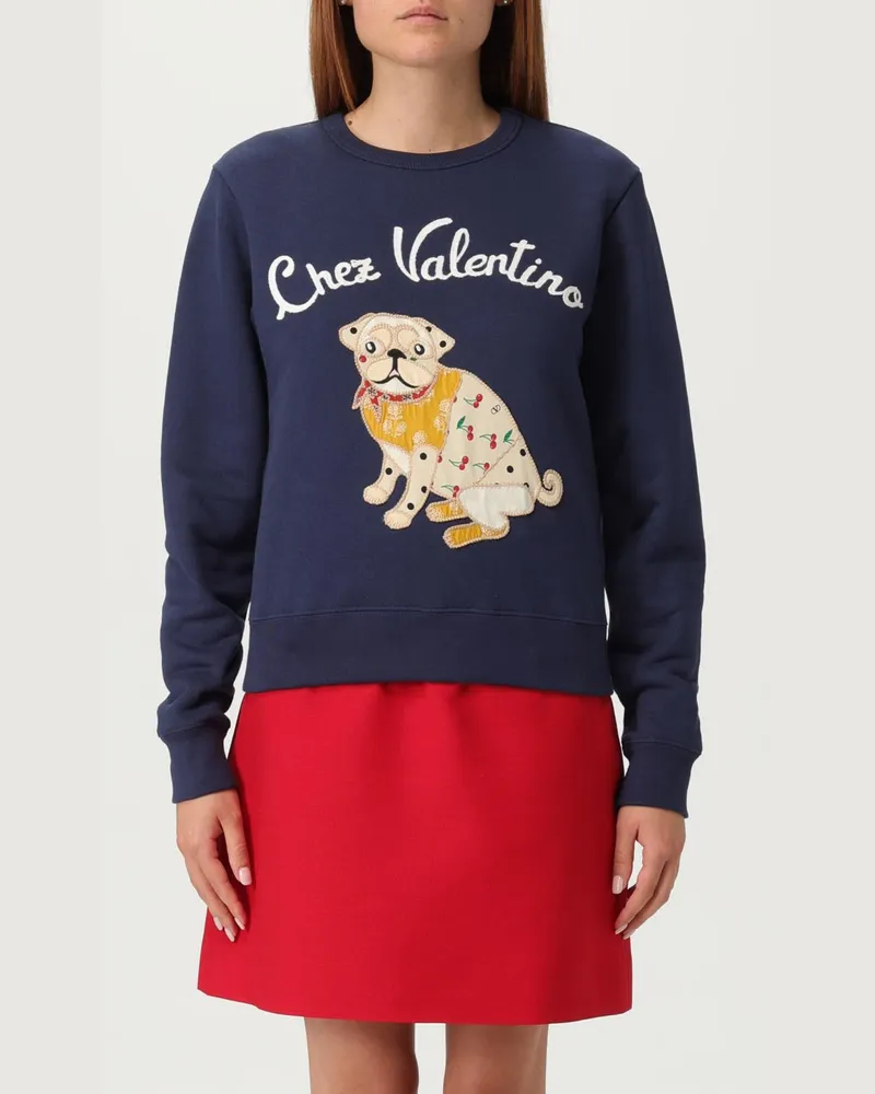 Valentino Garavani Chez  Hund Grafik Sweatshirt Marineblau