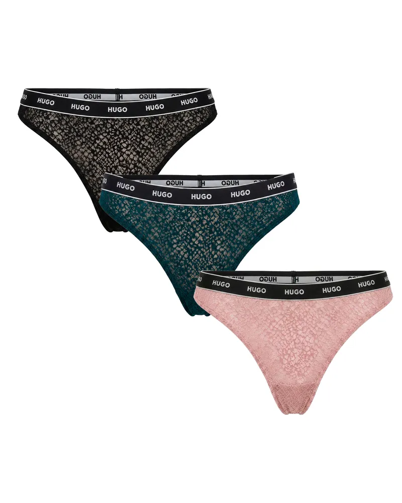 HUGO BOSS 3er-Pack Damen Spitzenstringtangas mit Logo 50535265 Mehrfarbig