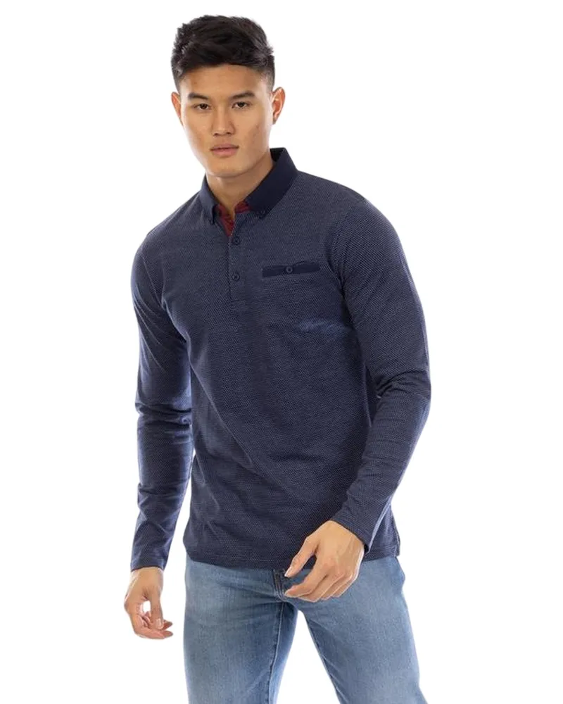 Peter Werth Ellstn" Poloshirt für Herren, Langärmlig (Marine Marineblau