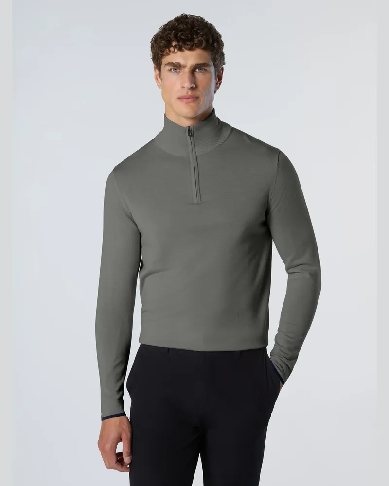 North Sails Pullover Halber Reißverschluss mit Schlitzen Grau