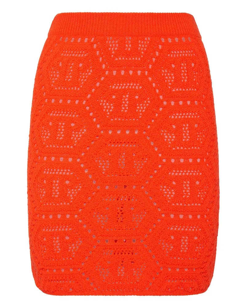 Philipp Plein Gestrickter Minirock Monogram - Orange Orange