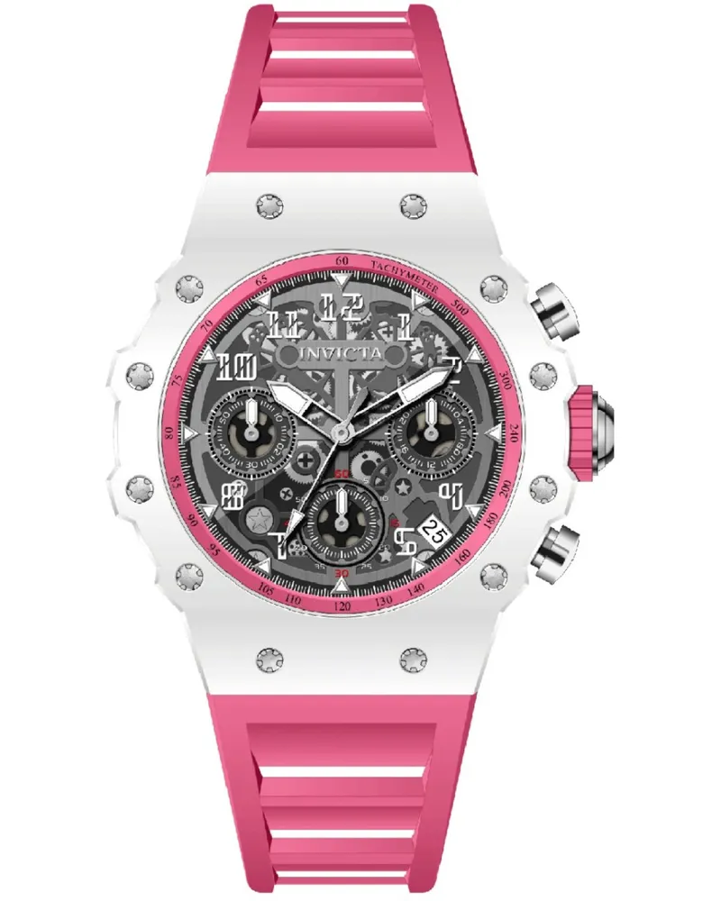 Invicta Racing 69620 Herrenuhr - Quarzwerk - Acryl mit silbernem Zifferblatt - 40 mm Weiß