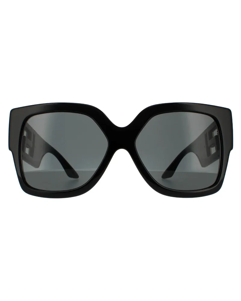 Versace Square Womens Schwarz Dunkel Grau Sonnenbrille Schwarz