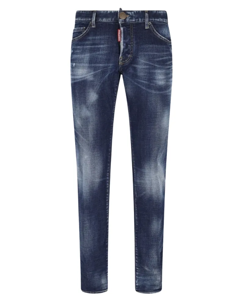 Dsquared2 Skater-Jeans mit kanadischer Flagge und Badge, Blue Wash - Blau Blau