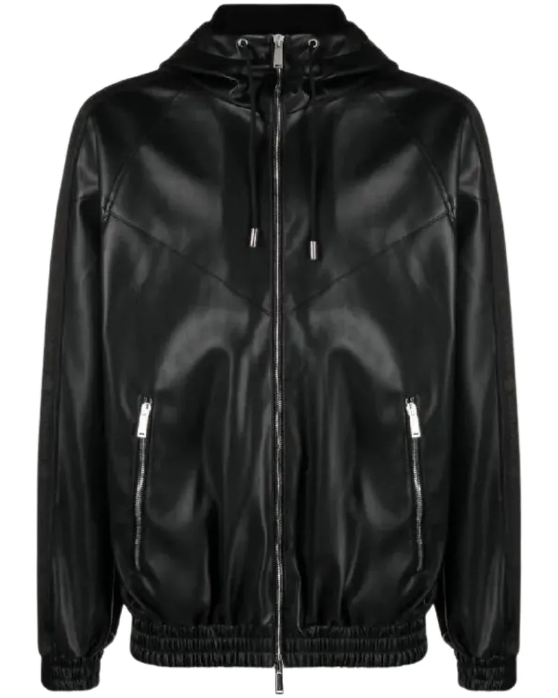 Dsquared2 Schwarze Kapuzenjacke Mit Kontrastfarben Schwarz