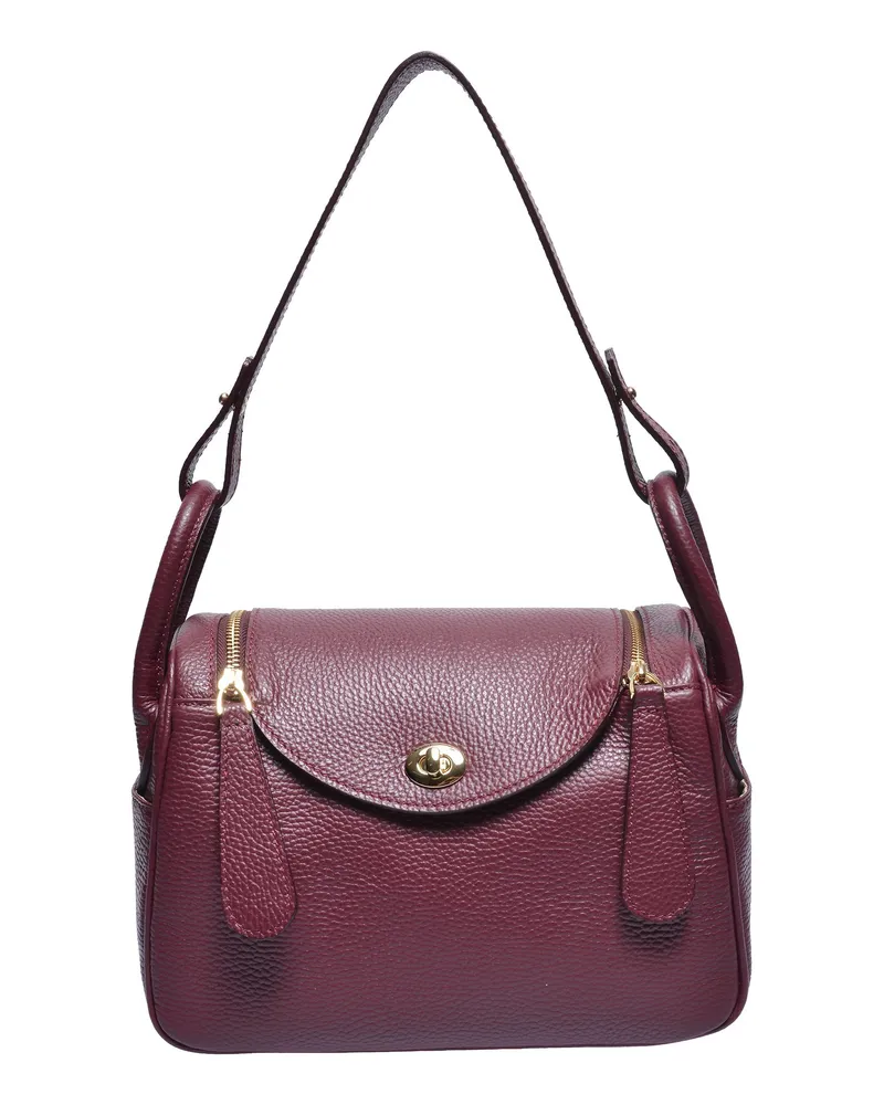 Luisa Vannini Weinfarbe Rindsledertasche Weinrot