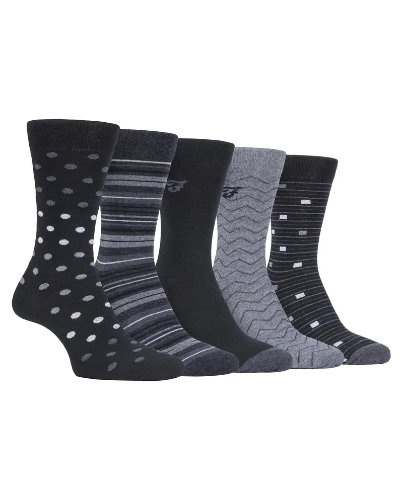 Farah 1920 5 Pack Herren dünn atmungsaktiv klassische Polka Dot gemusterten weichen Top Baumwolle Kleid Socken - FCS273BLKCHA (Polka Dot Mehrfarbig