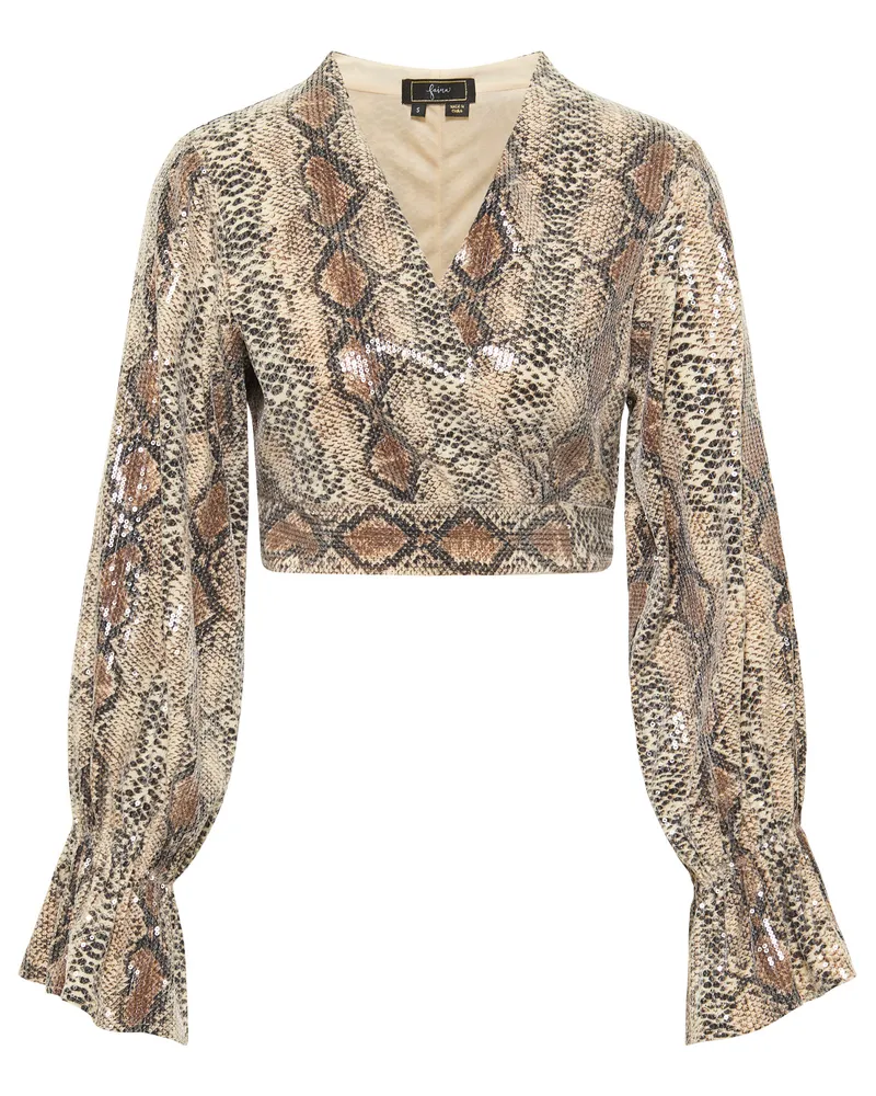 FAINA Blouse portefeuille avec paillettes naemi Beige