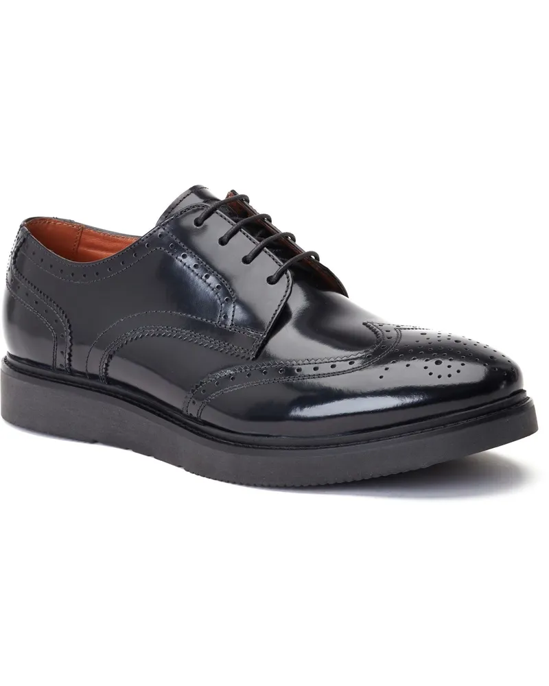 Base London Joe Leder Herren Schwarz Brogues-Schuhe Schwarz