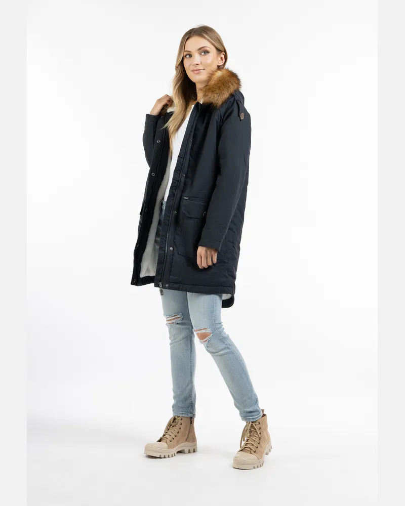 DreiMaster Damen Winterparka Damen Marine Weiss Marineblau