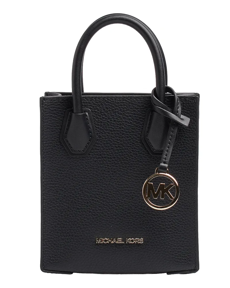 Michael Kors Mercer Damen Schultertasche aus Leder in Extra Small 35S1GM9T0L Schwarz