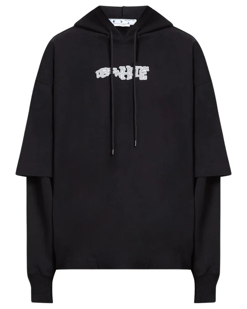 OFF-WHITE Carlos Type Double Tee Schwarzer Kapuzenpullover Schwarz