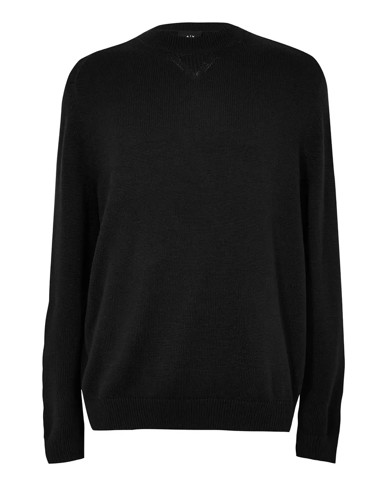 Armani Exchange Pullover für Herren/Damen Unisex, Rundhalsausschnitt, Langärmlig (Schwarz Schwarz