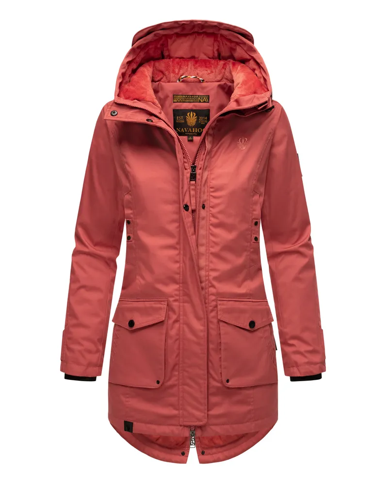 NAVAHOO Damen Übergangsparka Brinja – Warm & Zeitlos Rot