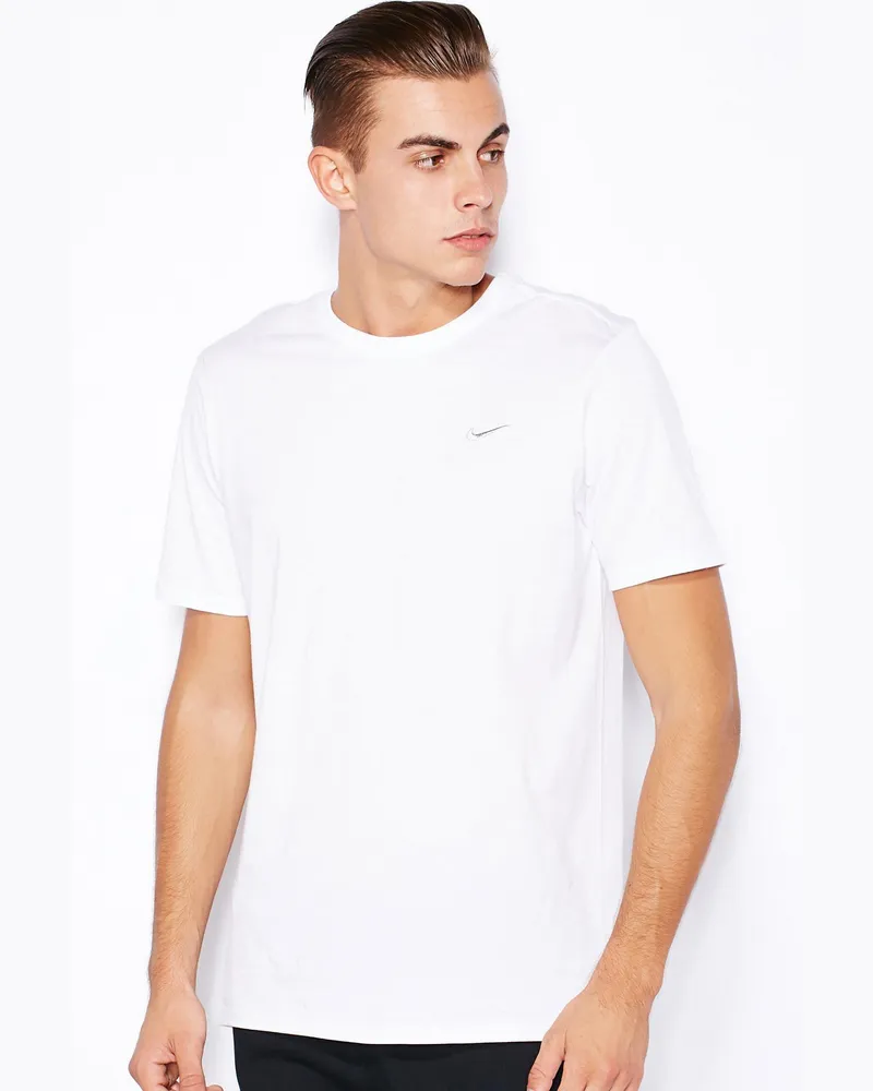 Nike Herren-T-Shirt mit gesticktem Swoosh Weiß Weiß