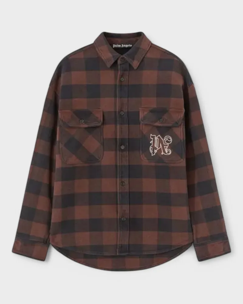 Palm Angels Karo-Muster Overshirt 'Braun/Off-White Braun