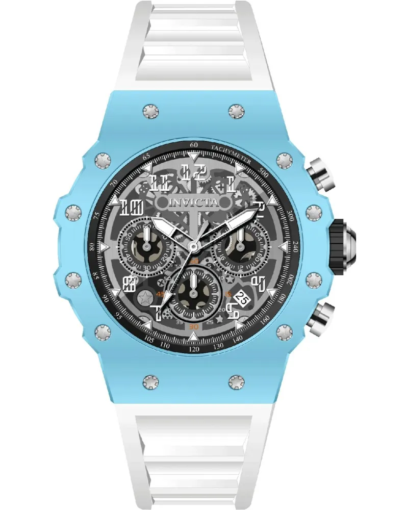Invicta Racing 69673 Herrenuhr - Quarzwerk - Acryl mit silbernem Zifferblatt - 43 mm Blau