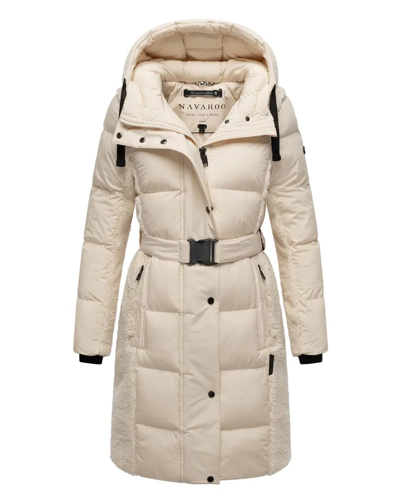 NAVAHOO Funkelteddy-Wintermantel, warm und modern - Beige Beige