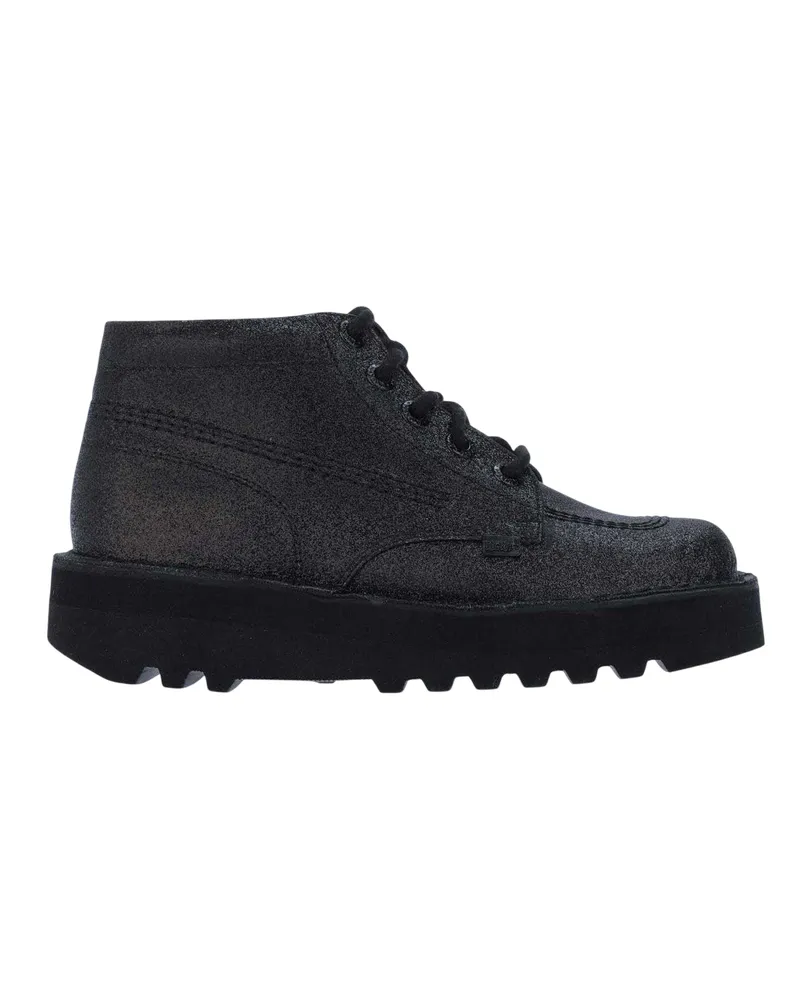 Kickers Hi Stack" Glitzer Stiefel für Damen, Leder (Schwarz Schwarz