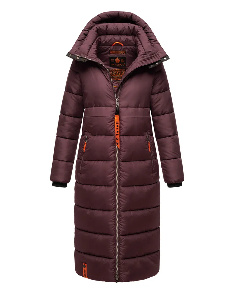 NAVAHOO Damen Winter Steppmantel Kristallblume – Stylisch & Warm Rot